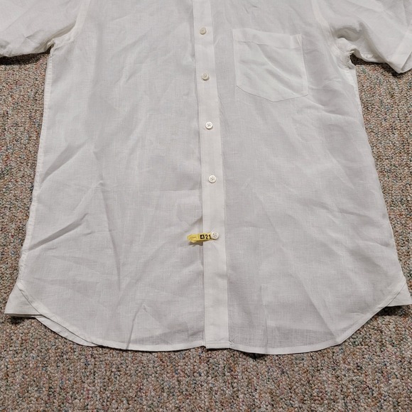 Orvis Shirt Men Large White Linen Button Down Short Sleeve Beach Tiki Aloha Camp - Picture 4 of 16